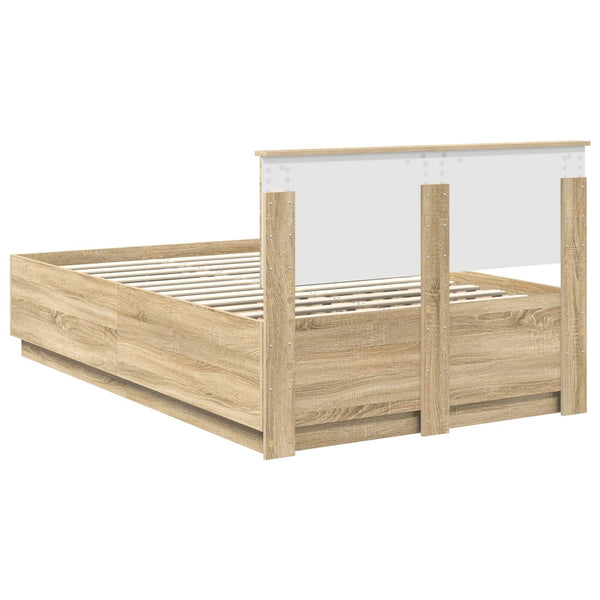 vidaXL Bed Frame with Headboard Sonoma Oak 120 x 200 cm Engineered Wood