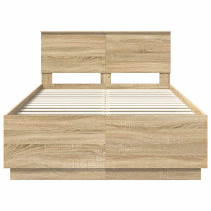 vidaXL Bed Frame with Headboard Sonoma Oak 120 x 200 cm Engineered Wood