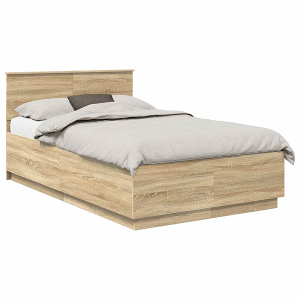 vidaXL Bed Frame with Headboard Sonoma Oak 120 x 200 cm Engineered Wood