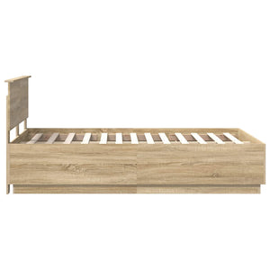 vidaXL Bed Frame with Headboard Sonoma Oak 120 x 200 cm Engineered Wood