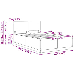vidaXL Bed Frame with Headboard Sonoma Oak 120 x 200 cm Engineered Wood