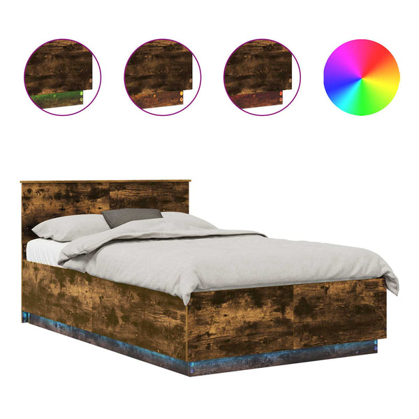 vidaXL Bed Frame Smoked Oak 120 x 200 cm Engineered Wood