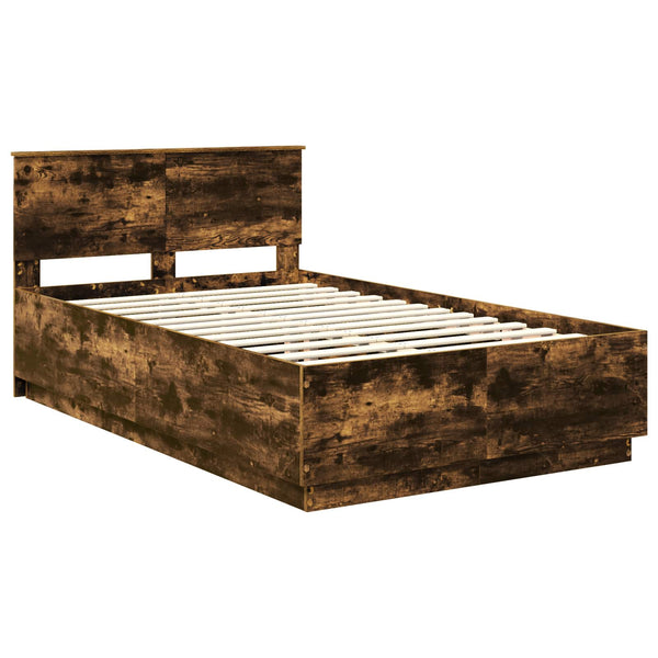 vidaXL Bed Frame Smoked Oak 120 x 200 cm Engineered Wood