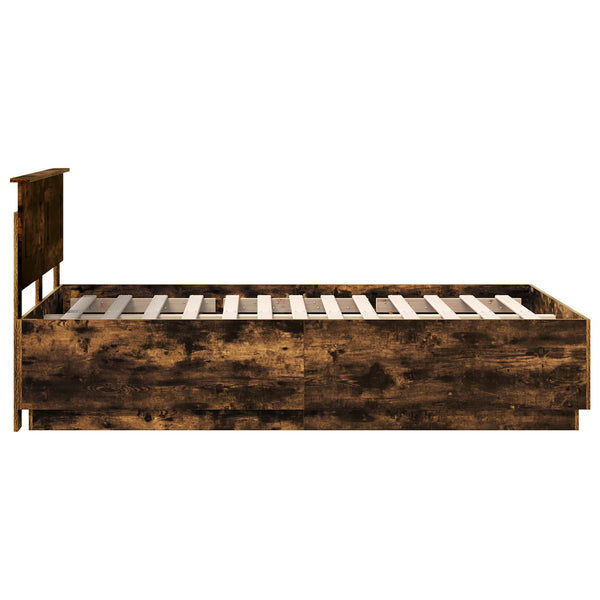 vidaXL Bed Frame Smoked Oak 120 x 200 cm Engineered Wood