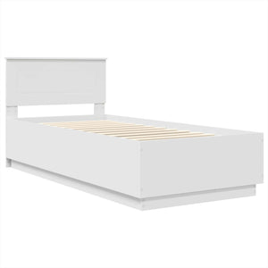 vidaXL Bed Frame with LED Strips White 100 x 200 cm Engineered Wood