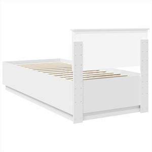 vidaXL Bed Frame with LED Strips White 100 x 200 cm Engineered Wood