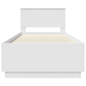 vidaXL Bed Frame with LED Strips White 100 x 200 cm Engineered Wood