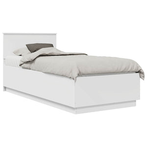 vidaXL Bed Frame with LED Strips White 100 x 200 cm Engineered Wood
