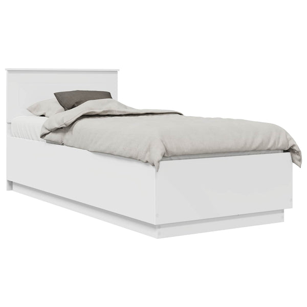 vidaXL Bed Frame with LED Strips White 100 x 200 cm Engineered Wood
