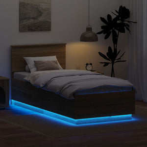 vidaXL Bed Frame with Headboard Sonoma Oak 100 x 200 cm Engineered Wood