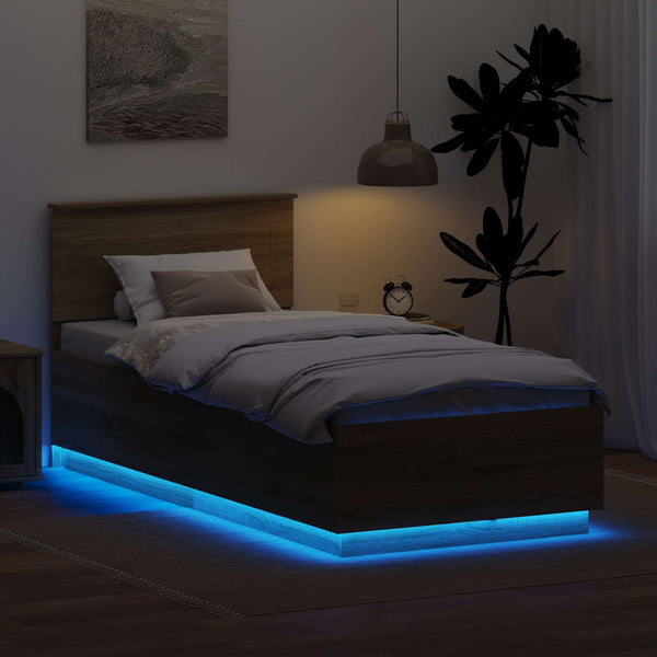 vidaXL Bed Frame with Headboard Sonoma Oak 100 x 200 cm Engineered Wood