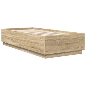 vidaXL Bed Frame with Headboard Sonoma Oak 100 x 200 cm Engineered Wood