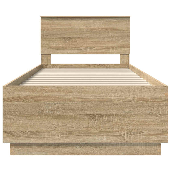 vidaXL Bed Frame with Headboard Sonoma Oak 100 x 200 cm Engineered Wood