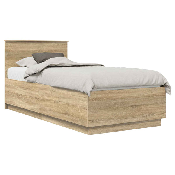 vidaXL Bed Frame with Headboard Sonoma Oak 100 x 200 cm Engineered Wood