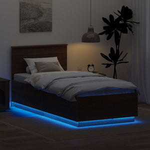vidaXL Bed Frame Brown Oak Look 90 x 190 cm Engineered Wood