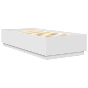 vidaXL Bed Frame with LED Strips White 90 x 200 cm Engineered Wood
