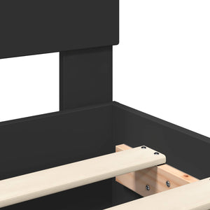 vidaXL Bed Frame with Headboard Black 90 x 200 cm Engineered Wood