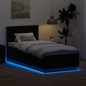 vidaXL Bed Frame with Headboard Black 90 x 200 cm Engineered Wood