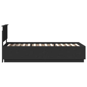 vidaXL Bed Frame with Headboard Black 90 x 200 cm Engineered Wood