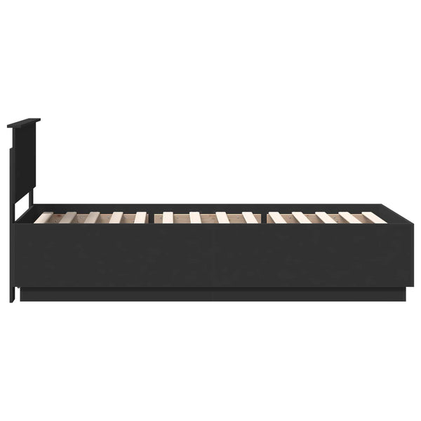 vidaXL Bed Frame with Headboard Black 90 x 200 cm Engineered Wood