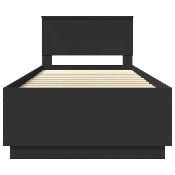 vidaXL Bed Frame with Headboard Black 70 x 190 cm Engineered Wood