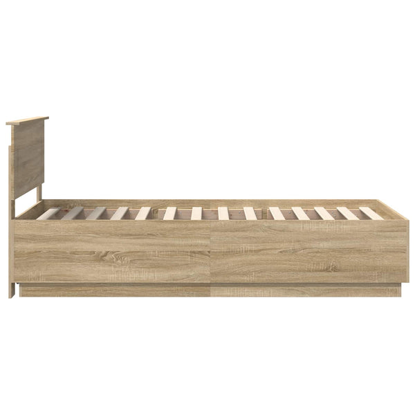 vidaXL Bed Frame with Headboard Sonoma Oak 70 x 190 cm Engineered Wood