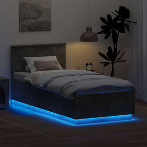 vidaXL Bed Frame with Headboard Concrete Grey 70 x 190 cm Engineered Wood