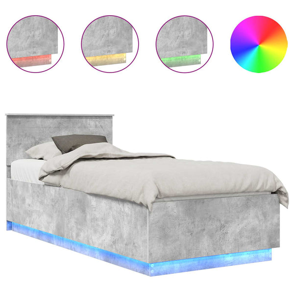vidaXL Bed Frame with Headboard Concrete Grey 70 x 190 cm Engineered Wood