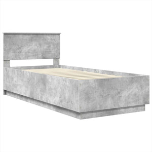 vidaXL Bed Frame with Headboard Concrete Grey 70 x 190 cm Engineered Wood