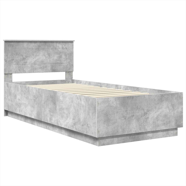 vidaXL Bed Frame with Headboard Concrete Grey 70 x 190 cm Engineered Wood