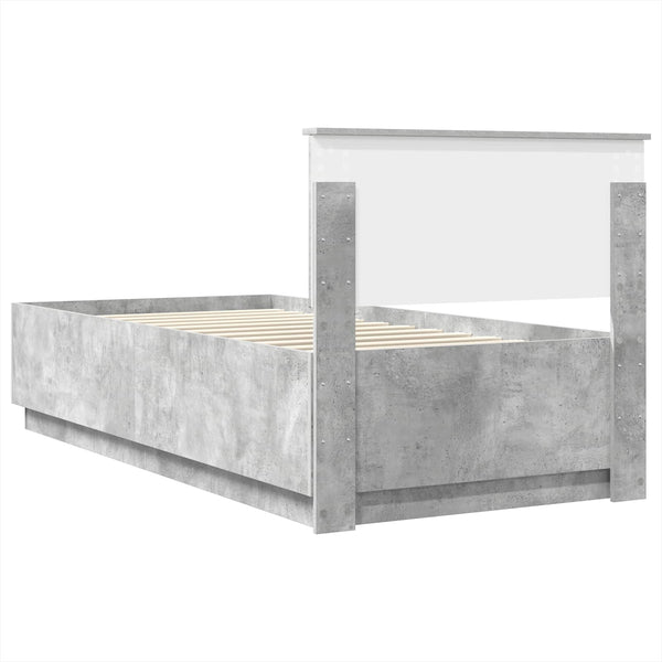 vidaXL Bed Frame with Headboard Concrete Grey 70 x 190 cm Engineered Wood