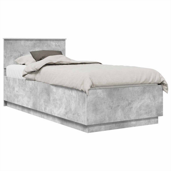 vidaXL Bed Frame with Headboard Concrete Grey 70 x 190 cm Engineered Wood