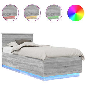 vidaXL Bed Frame with Headboard Gray Sonoma 70 x 190 cm Engineered Wood