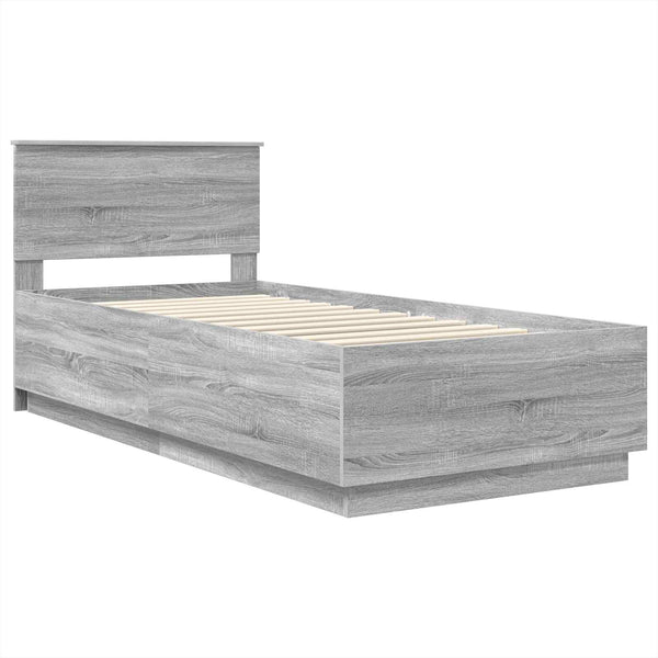 vidaXL Bed Frame with Headboard Gray Sonoma 70 x 190 cm Engineered Wood