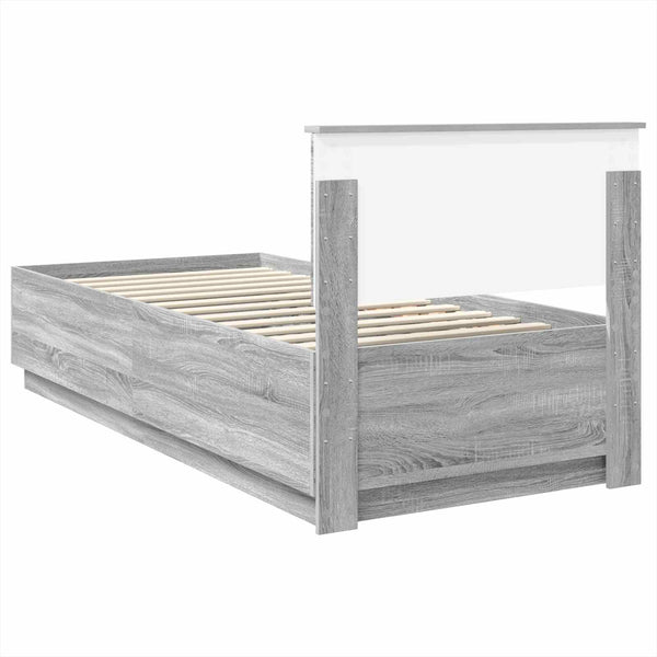 vidaXL Bed Frame with Headboard Gray Sonoma 70 x 190 cm Engineered Wood