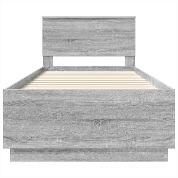 vidaXL Bed Frame with Headboard Gray Sonoma 70 x 190 cm Engineered Wood