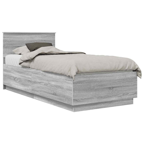 vidaXL Bed Frame with Headboard Gray Sonoma 70 x 190 cm Engineered Wood