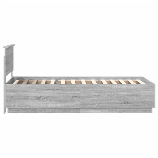 vidaXL Bed Frame with Headboard Gray Sonoma 70 x 190 cm Engineered Wood