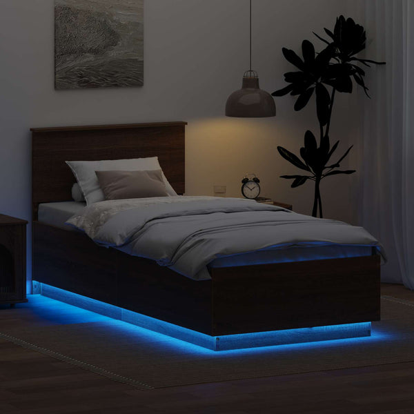 vidaXL Bed Frame Brown Oak Look 70 x 190 cm Engineered Wood