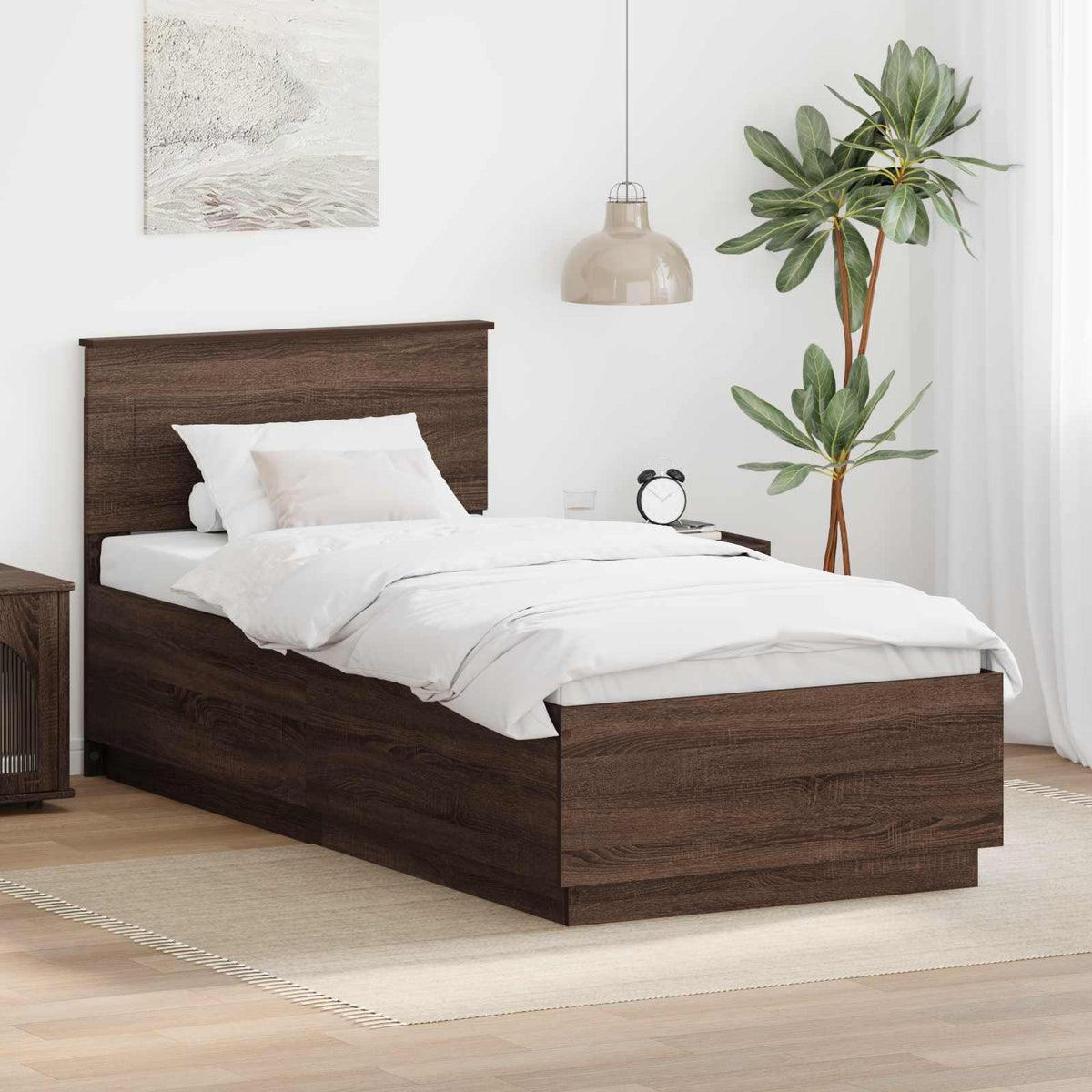 vidaXL Bed Frame Brown Oak Look 70 x 190 cm Engineered Wood