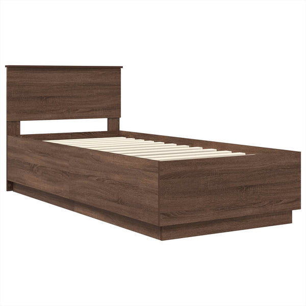 vidaXL Bed Frame Brown Oak Look 70 x 190 cm Engineered Wood