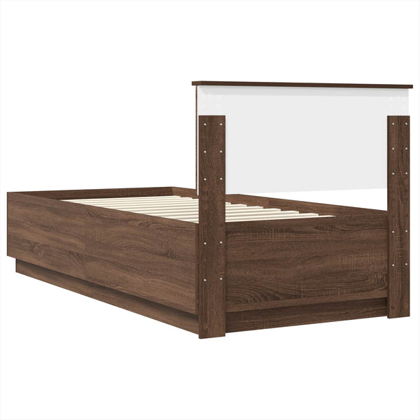 vidaXL Bed Frame Brown Oak Look 70 x 190 cm Engineered Wood