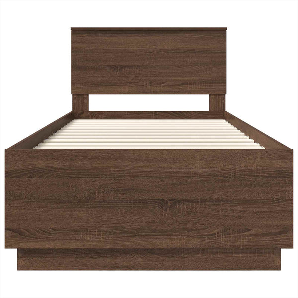vidaXL Bed Frame Brown Oak Look 70 x 190 cm Engineered Wood