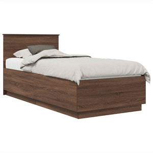 vidaXL Bed Frame Brown Oak Look 70 x 190 cm Engineered Wood