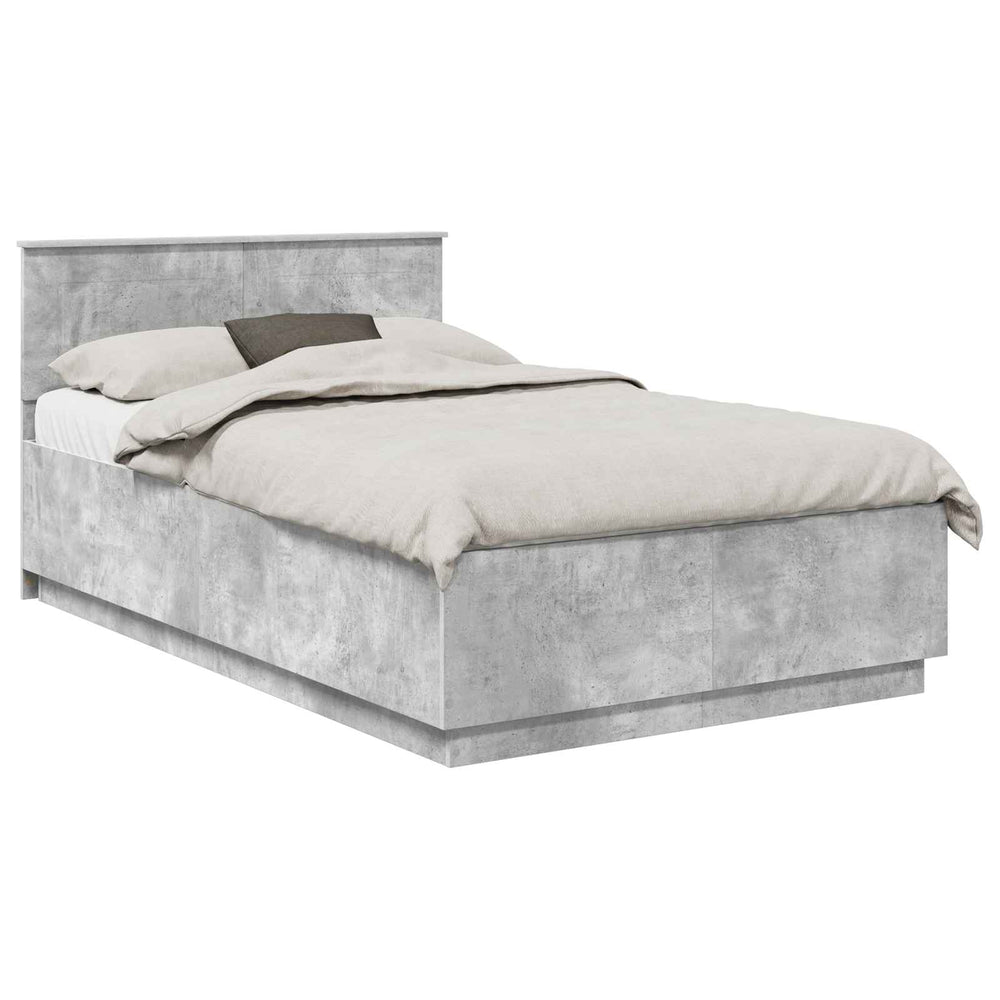 vidaXL Bed Frame with Headboard Concrete Grey 120 x 200 cm Engineered Wood
