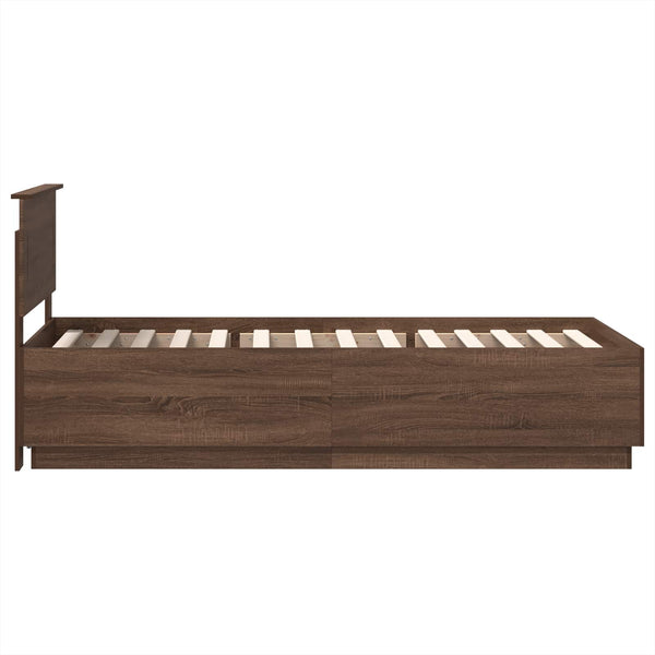 vidaXL Bed Frame with Headboard Brown Oak 100 x 200 cm Engineered Wood