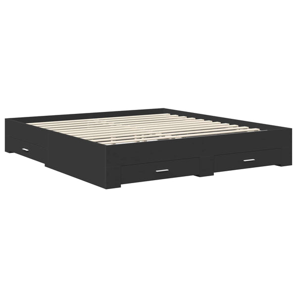 vidaXL Bed Frame Black and Silver 200 x 200 cm Engineered Wood