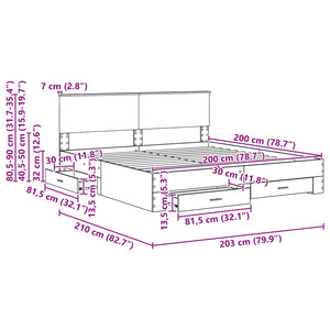 vidaXL Bed Frame Black and Silver 200 x 200 cm Engineered Wood