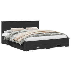 vidaXL Bed Frame with Headboard Black 180 x 200 cm Engineered Wood