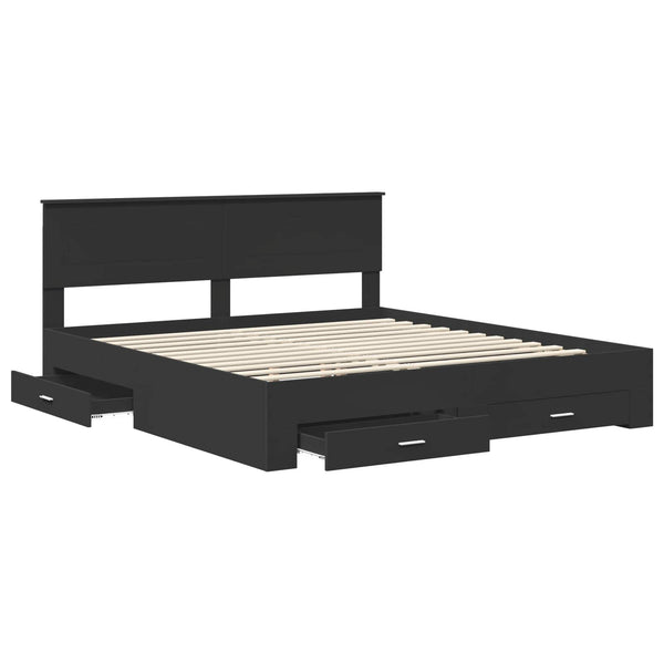 vidaXL Bed Frame with Headboard Black 180 x 200 cm Engineered Wood